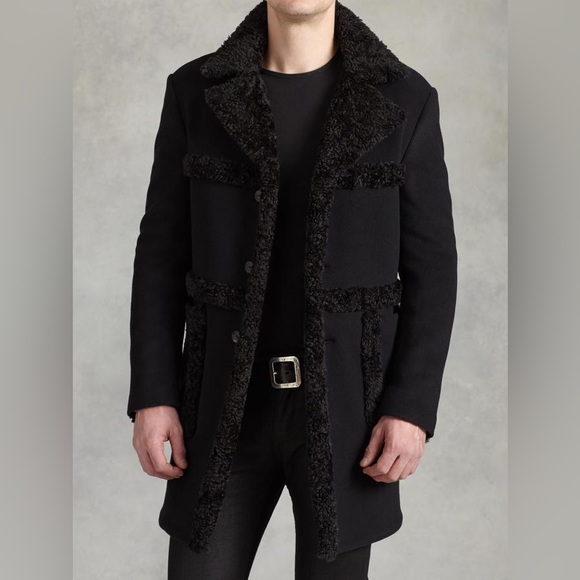 Brand-new w/tags JOHN VARVATOS Runway Blue/Black Plaid Faux Shearling 48 38 - Picture 2 of 12